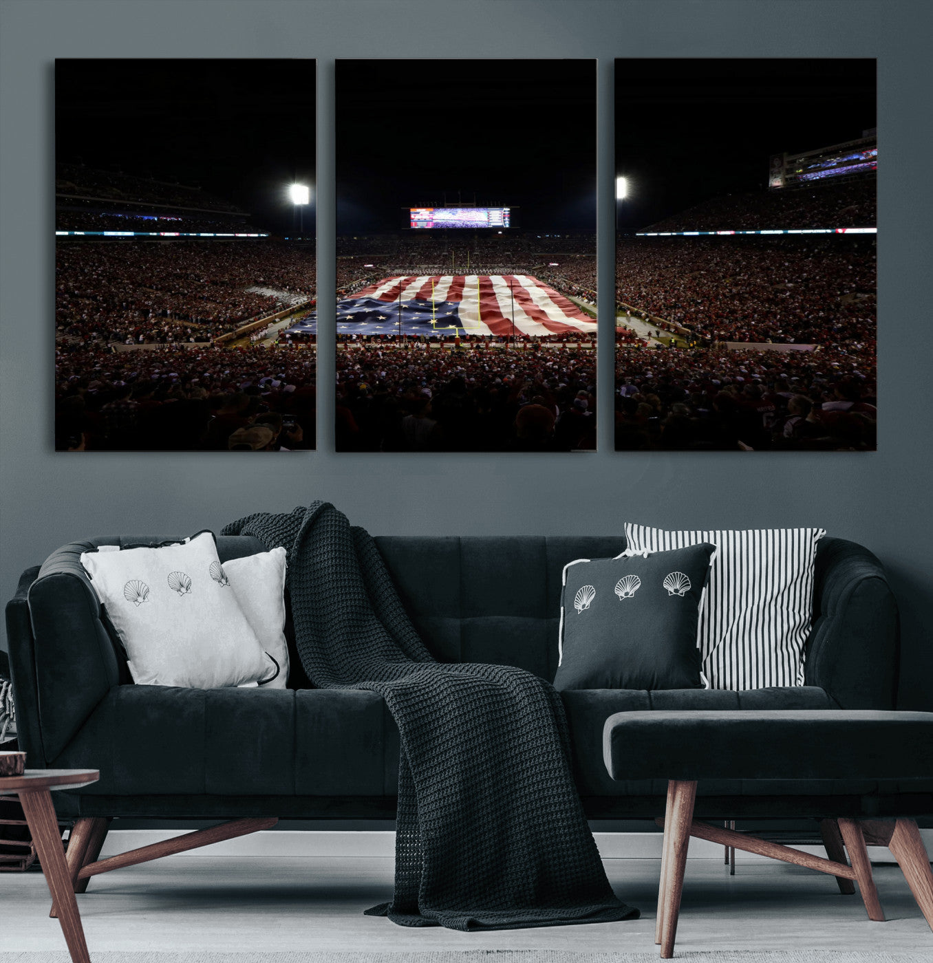 98418189-MGV-CV-36X24 - Oklahoma Memorial Stadium Wall Art Canvas Print – Oklahoma Sooners Football Artwork for Home, Office, and Sports Room Decor