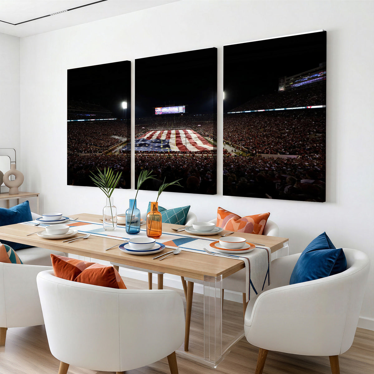 98418189-MGV-CV-36X24 - Oklahoma Memorial Stadium Wall Art Canvas Print – Oklahoma Sooners Football Artwork for Home, Office, and Sports Room Decor