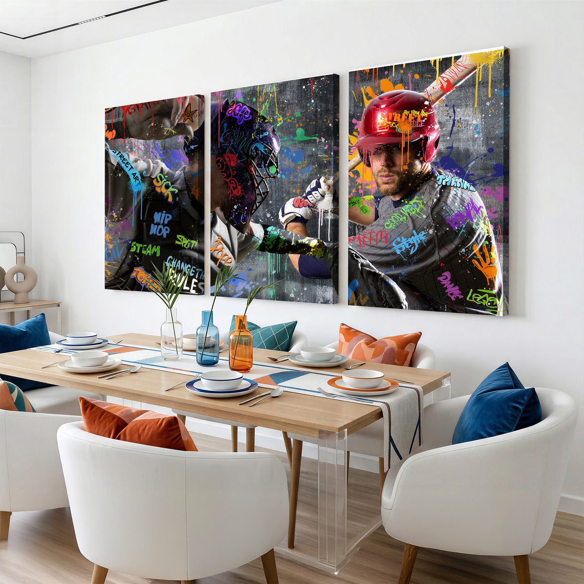 19634994-MGV-CV-36X24 - Graffiti Baseball Player Street Art Wall Art Canvas Print