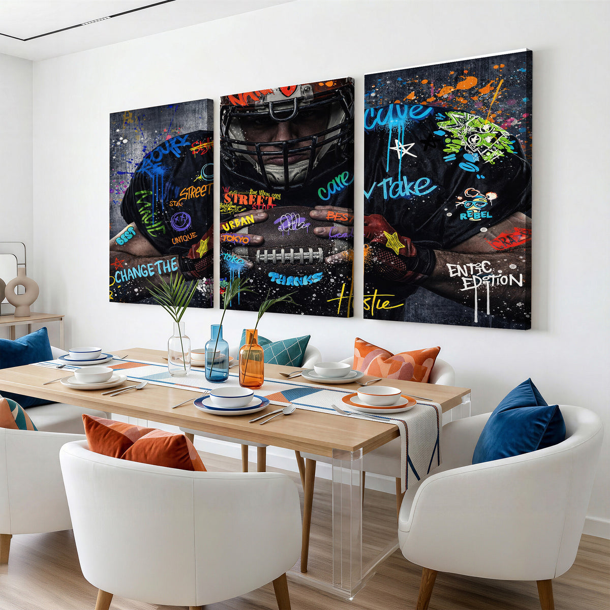 55267256-MGV-CV-36X24 - Graffiti American Football Player Street Art Wall Art Canvas Print