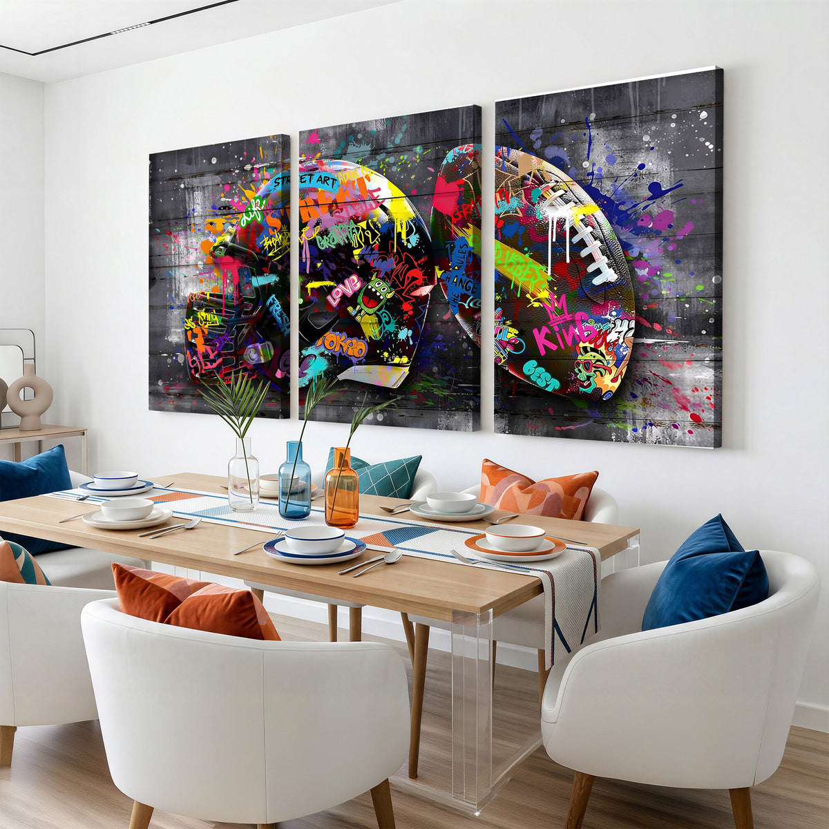 80540773-MGV-CV-36X24 - Graffiti American Football Helmet Street Art Wall Art Canvas Print