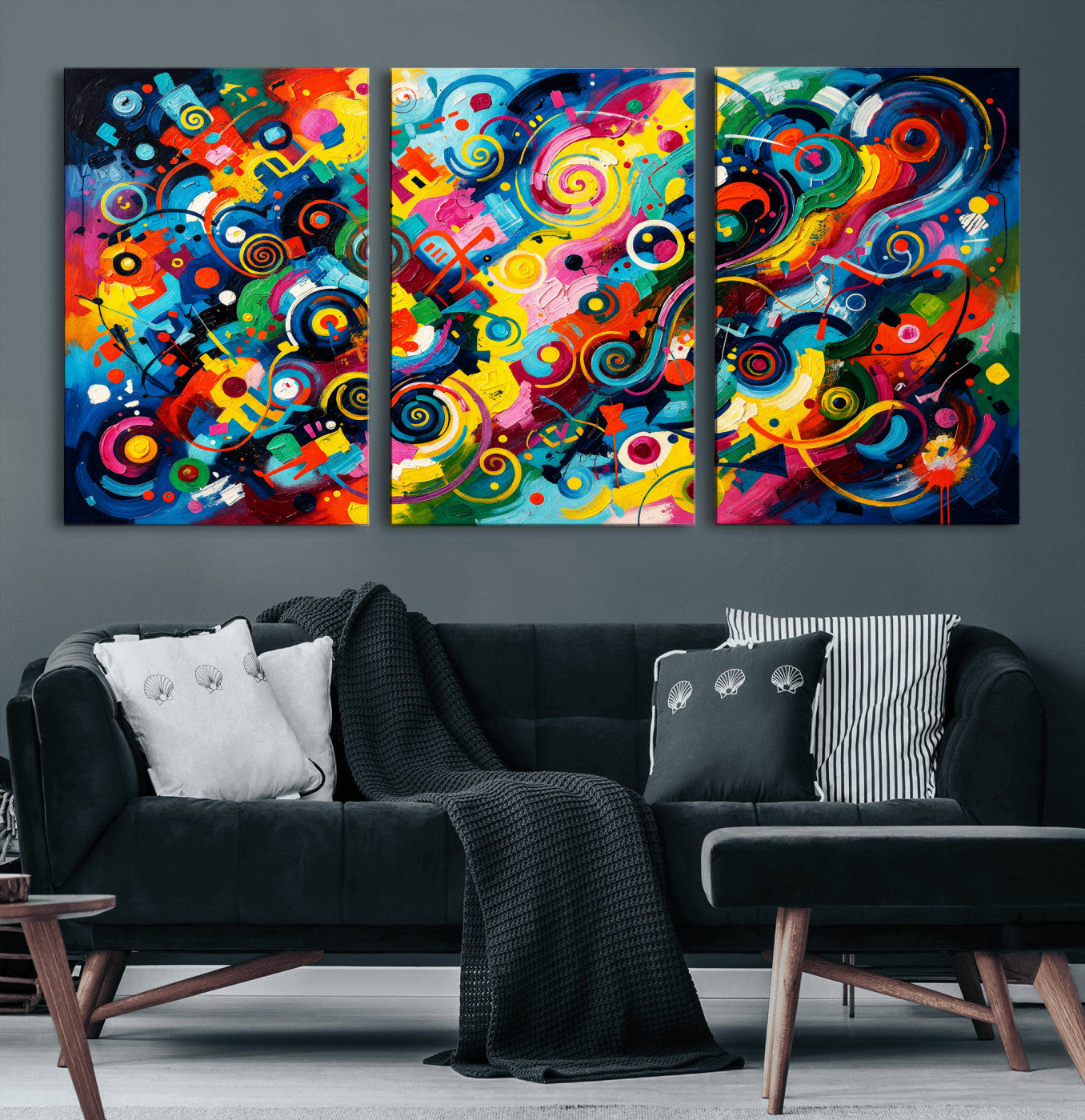 4712069R1-MGV-CV-36X24 - Geometric Abstract Wall Art Canvas Print, Bold Color Abstract Expressionist Painting Print, Modern Geometric Abstract Canvas Art