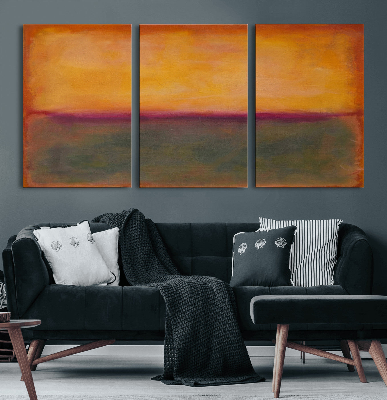 21628300-MGV-CV-36X24 - Abstract Color Field Wall Art Canvas Print, Framed Minimalist Horizon Artwork for Living Room Bedroom Office