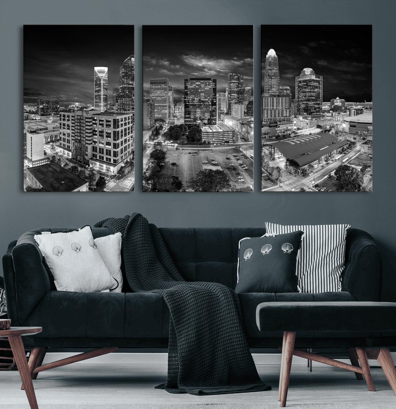 60105075-MGV-CV-36X24 - Charlotte Skyline Canvas Wall Art Print – North Carolina Cityscape Photography Print