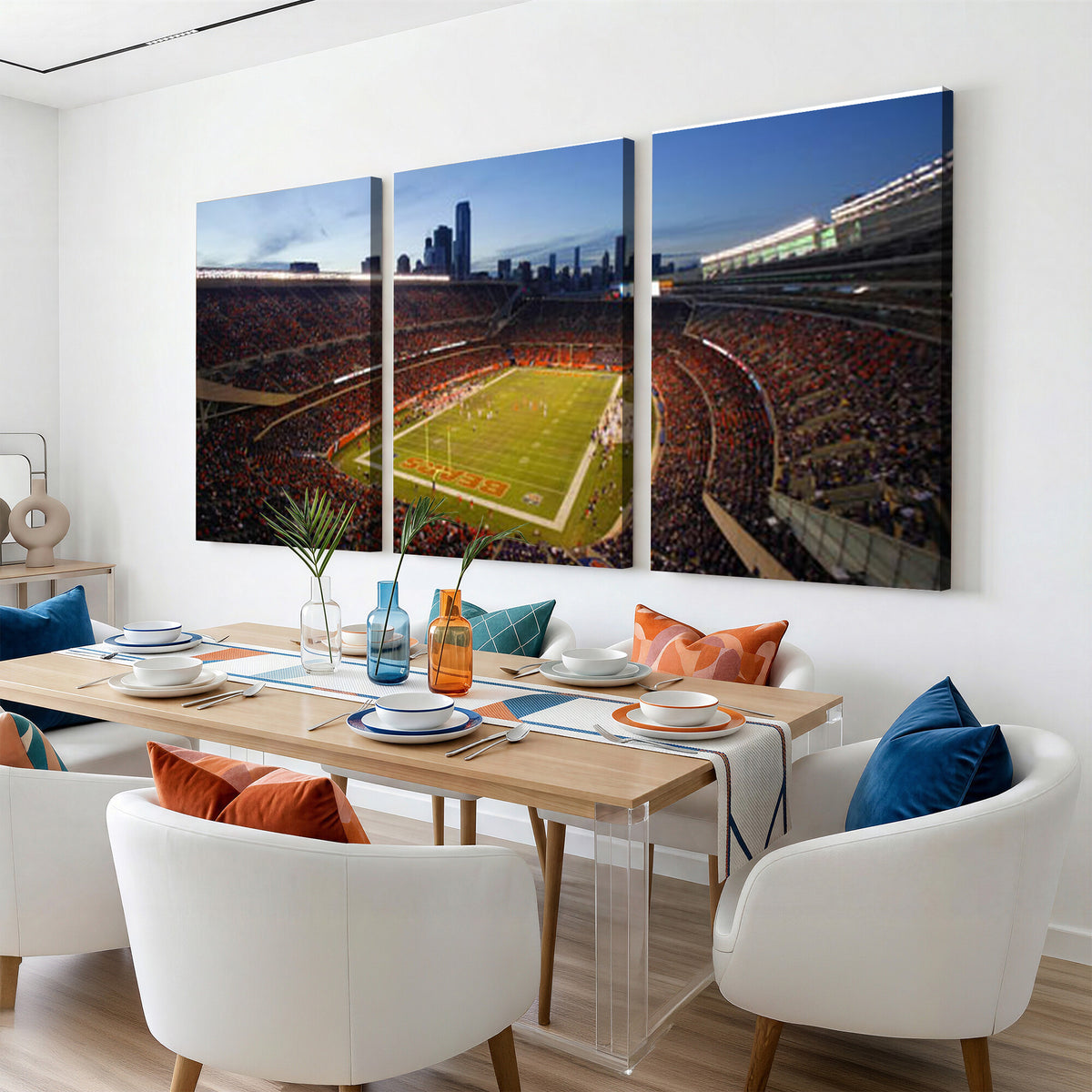 50691720-MGV-CV-36X24 - Chicago Bears Soldier Field Canvas Wall Art, NFL Stadium Panorama Print, Football Arena Photography for Sports Fans
