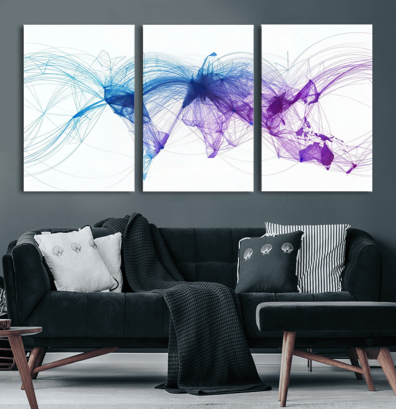 75155491-MGV-CV-48X32-3P - Global Flight Routes Map Canvas Wall Art, Worldwide Aviation Network Print, International Air Travel Wall Decor