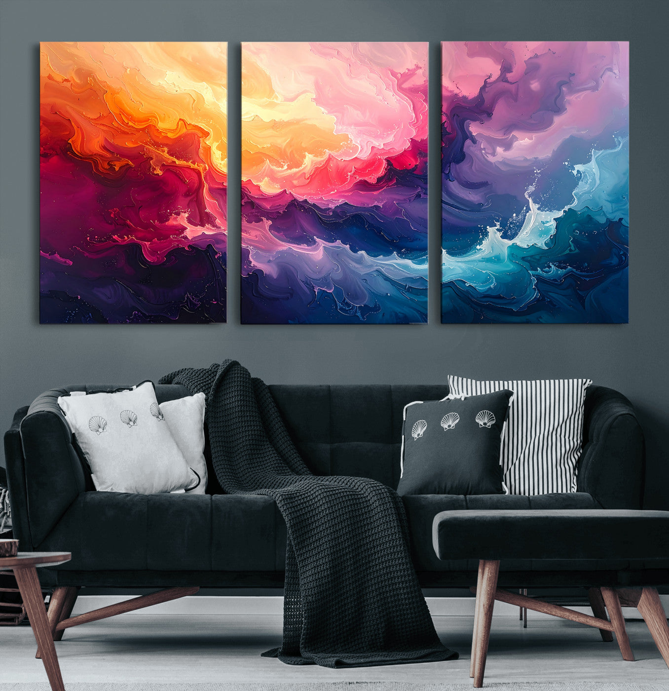 16157633-MGV-CV-36X24 - Large Colorful Abstract Canvas Wall Art Print, Vibrant Popup Color Art Print