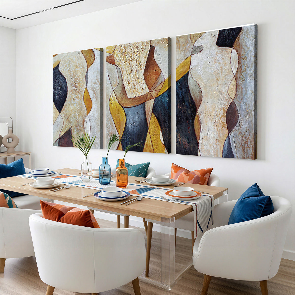 96079939-MGV-CV-36X24 - Mid Century Modern Figurative Canvas Wall Art Abstract Cubist Painting Print