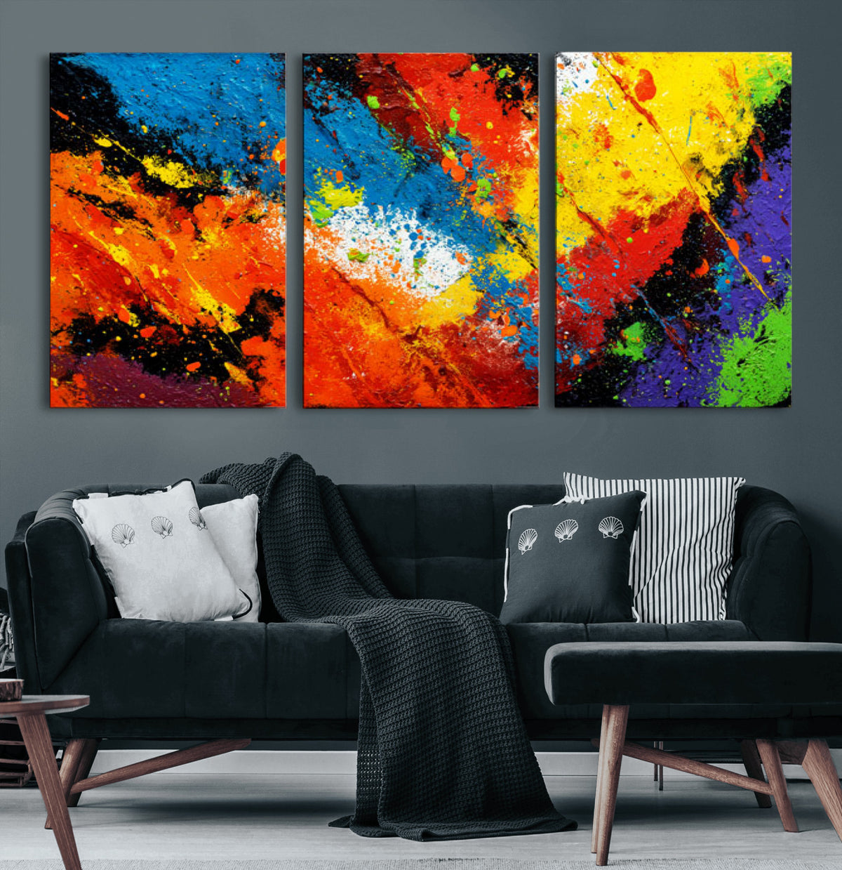 74888753-MGV-CV-36X24 - Vibrant Blue Abstract Canvas Wall Art Colorful Impasto Oil Painting Print