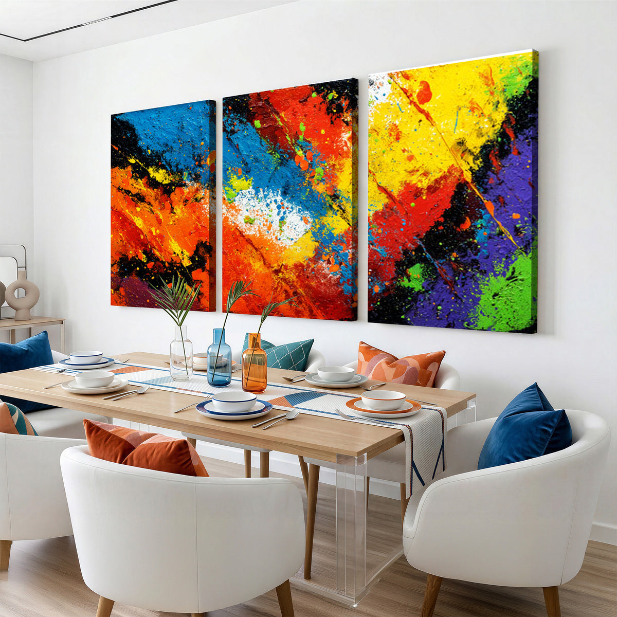 74888753-MGV-CV-36X24 - Vibrant Blue Abstract Canvas Wall Art Colorful Painterly Oil Painting Style Print