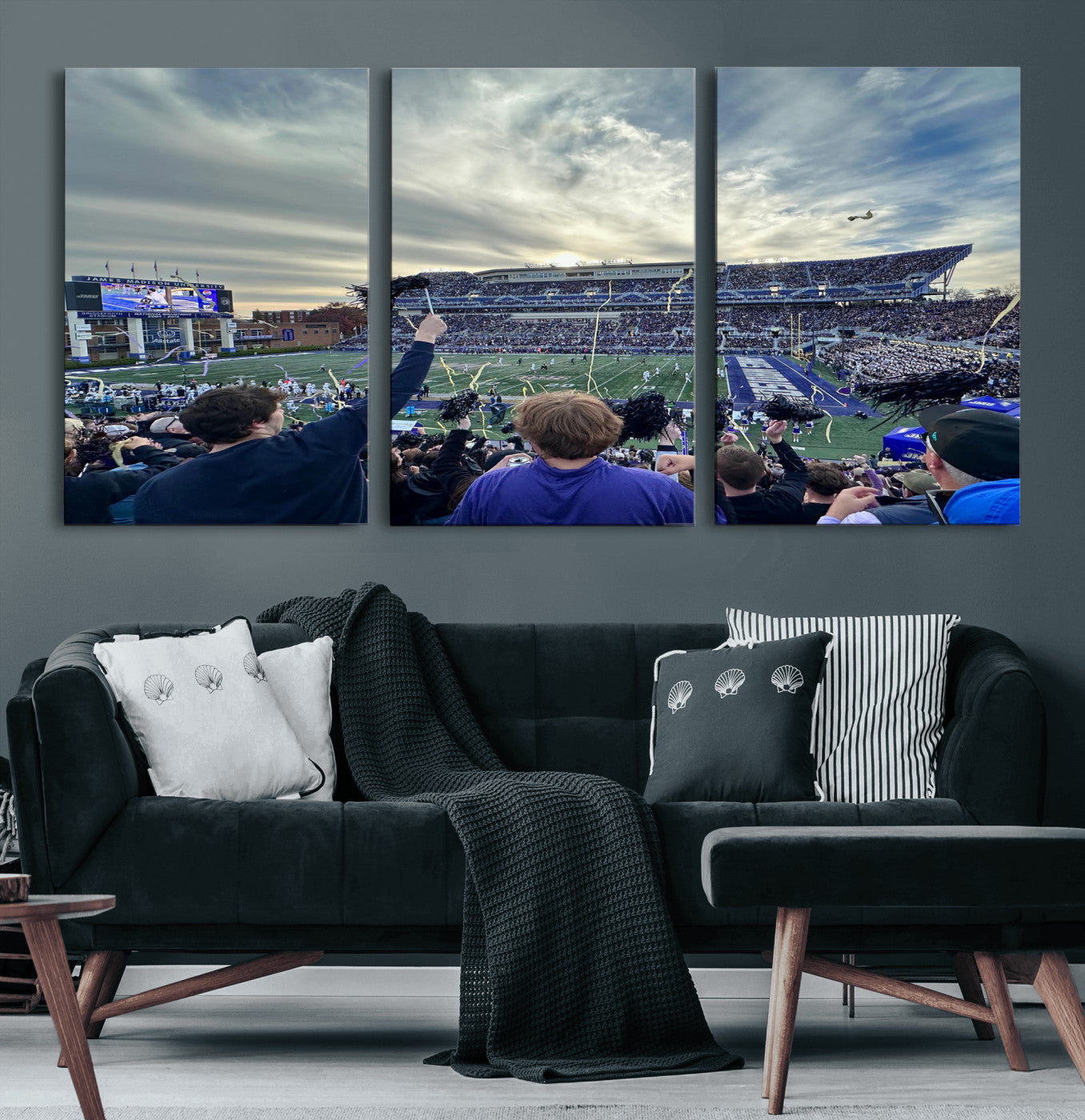 400867JMU-MGV-CV-36X24 - JMU Stadium Wall Art Canvas Print for Game Room Decor - James Madison University Stadium