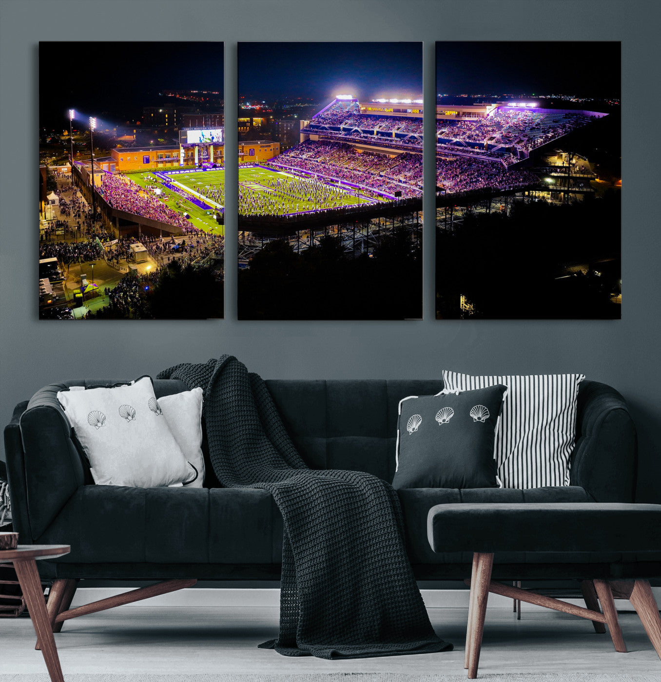 400867JMU2-MGV-CV-36X24 - JMU Stadium Wall Art Canvas Print for Game Room Decor - James Madison University Stadium