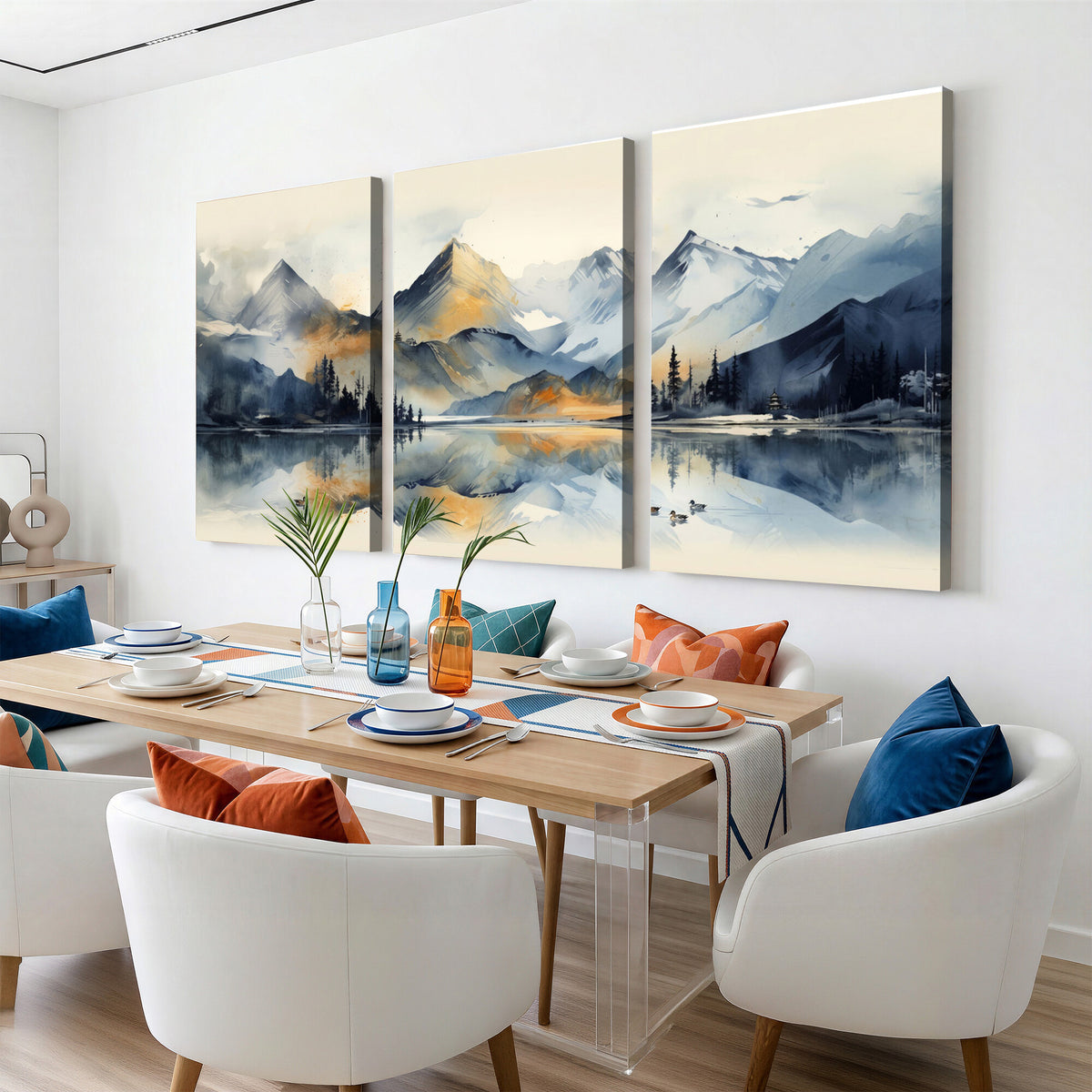 10196184T-MGV-CV-36X24 - Lake Abstract Mountain Wall Art Canvas Print
