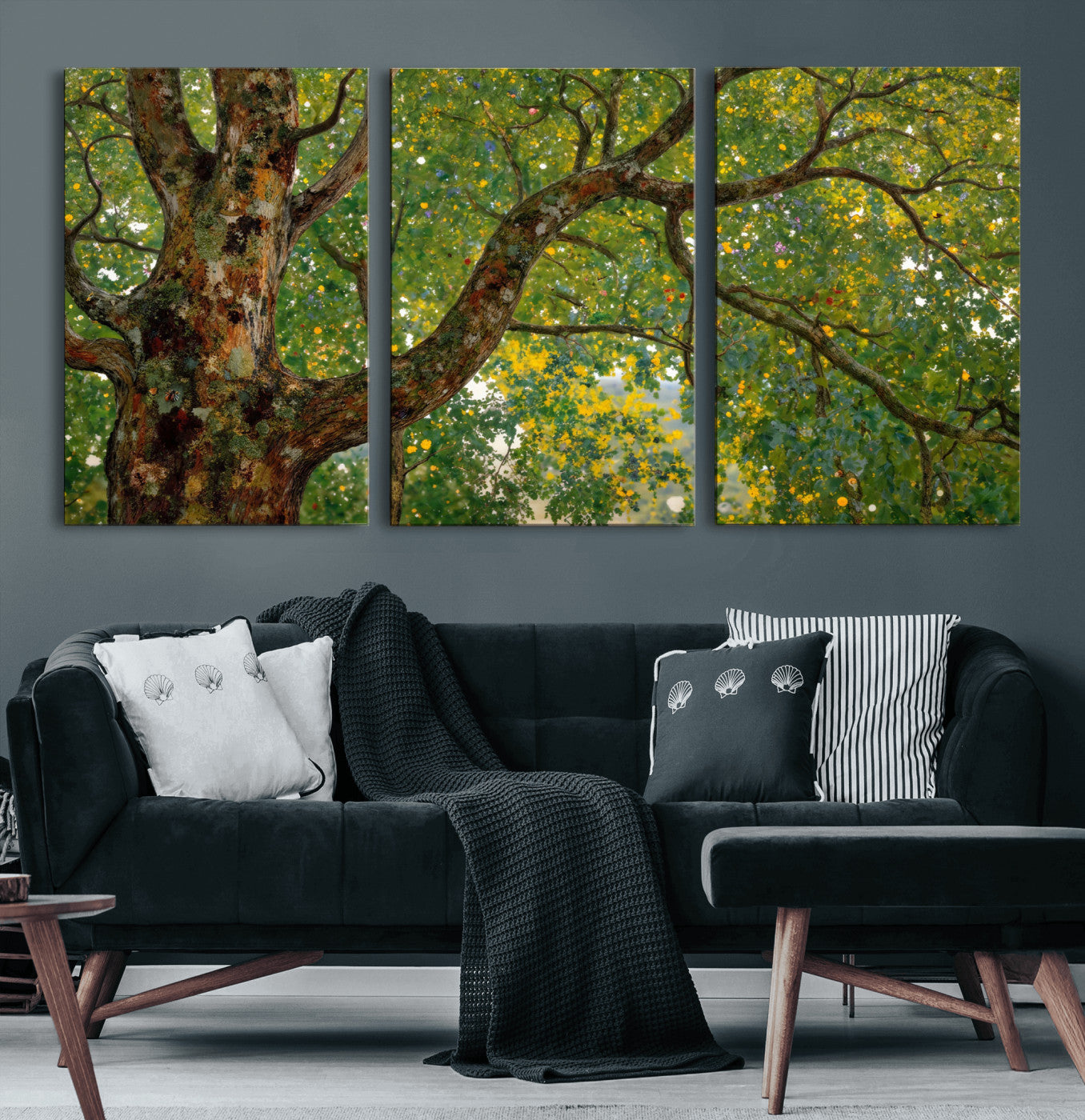 23663535-MGV-CV-36X24 - Vintage Summer Forest Green Tree Wall Art Canvas Print, Lush Leaves Impressionist Painting Print