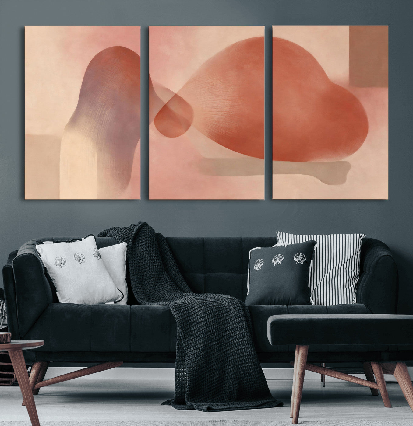 85110643-MGV-CV-36X24 - Vinna Begin Calin Biomorphic Abstract Wall Art Canvas Print, Terracotta Pink Organic Shapes Art Painting Print