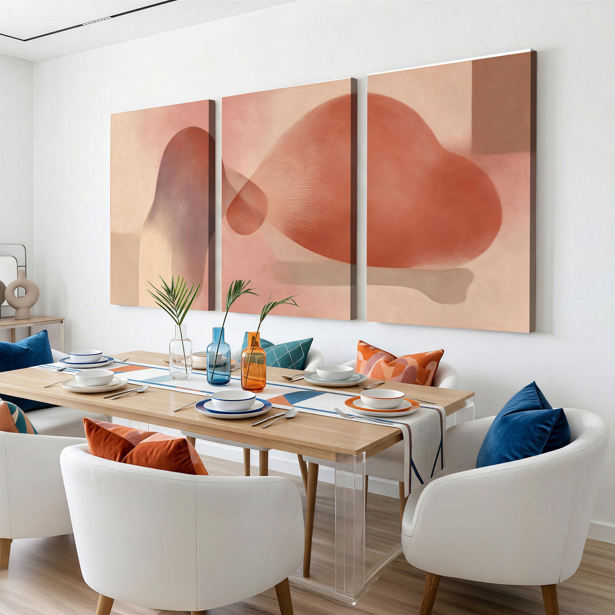 85110643-MGV-CV-36X24 - Vinna Begin Calin Biomorphic Abstract Wall Art Canvas Print, Terracotta Pink Organic Shapes