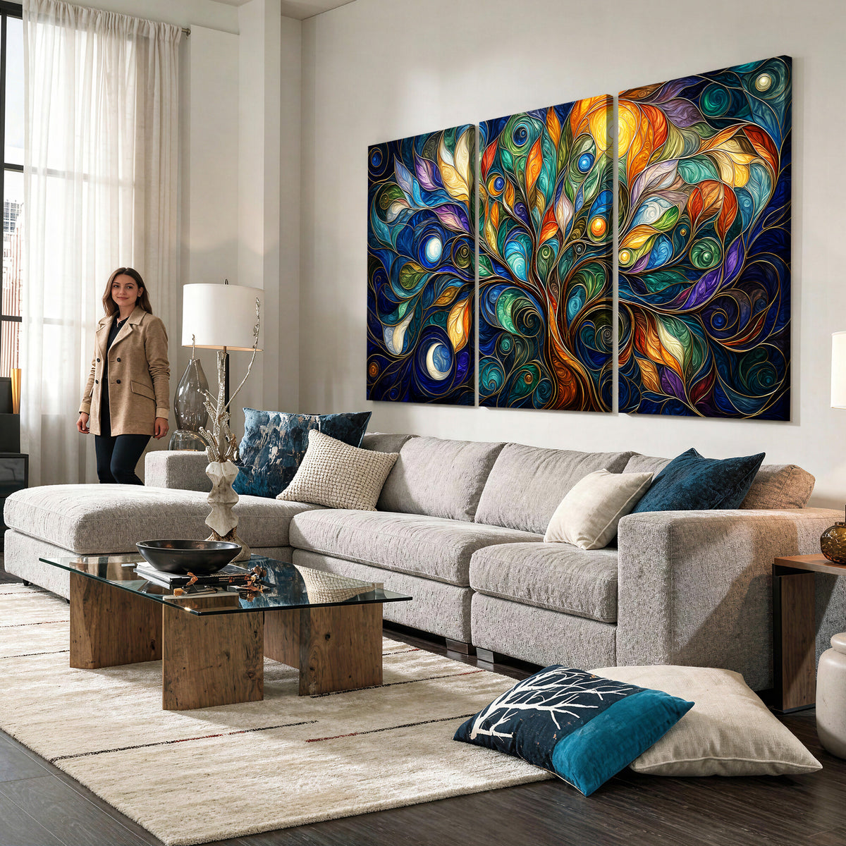 60127105-MGV-CV-36X24 - Psychedelic Tree Of Life Wall Art - Vibrant Swirl Cosmic Nature Decor