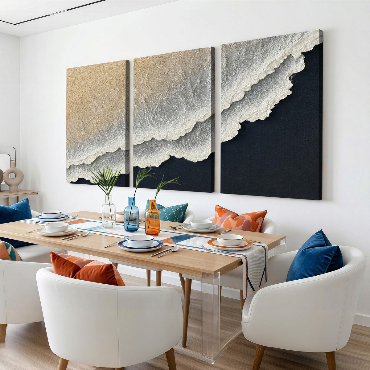 32969959-MGV-CV-24X16 - Abstract Ocean Wave Canvas Wall Art, Coastal Beach Wall Decor for Living Room