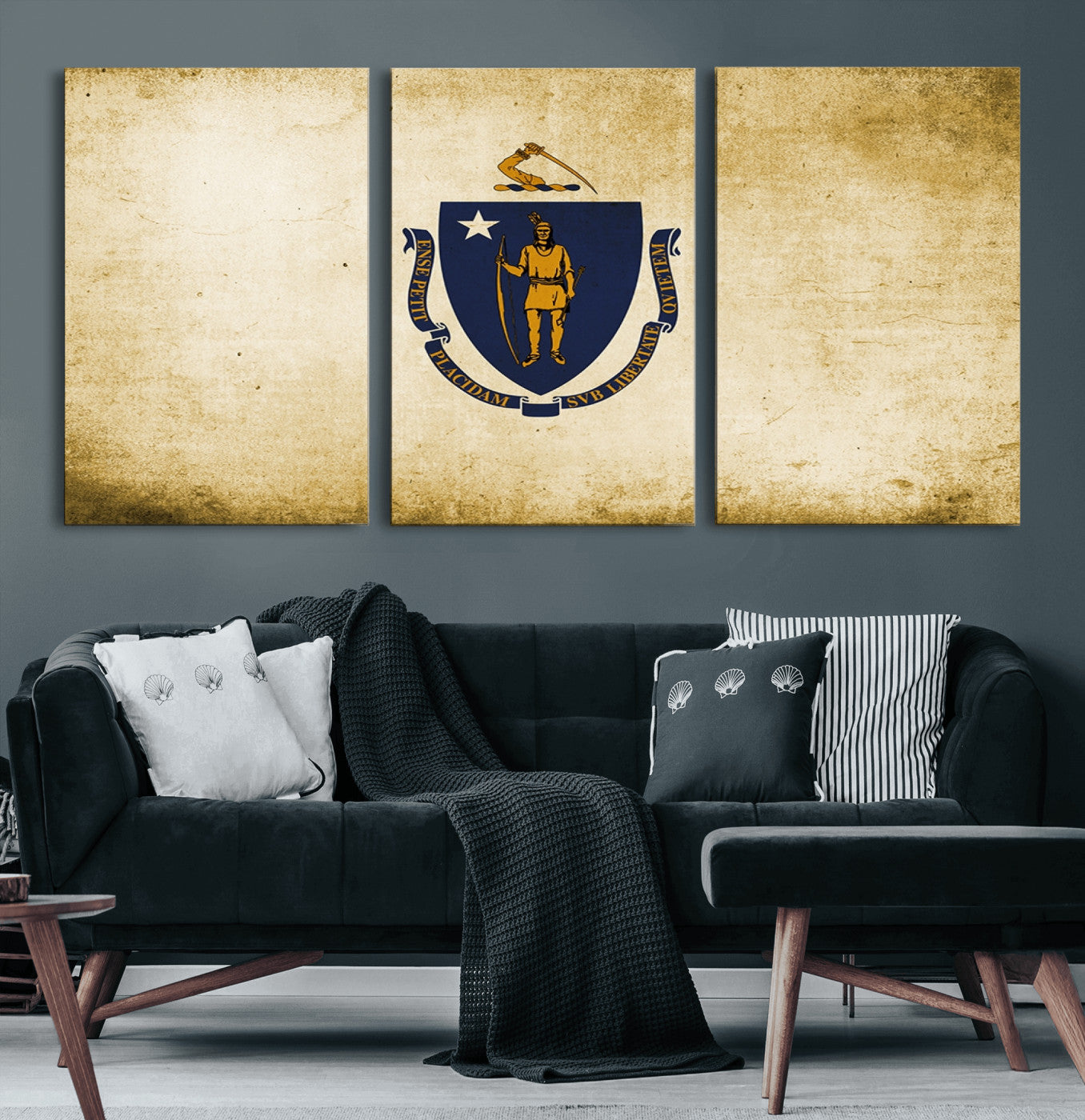 37316-MGV-CV-60X30-3P-Massachusetts Flag Wall Art Canvas Print