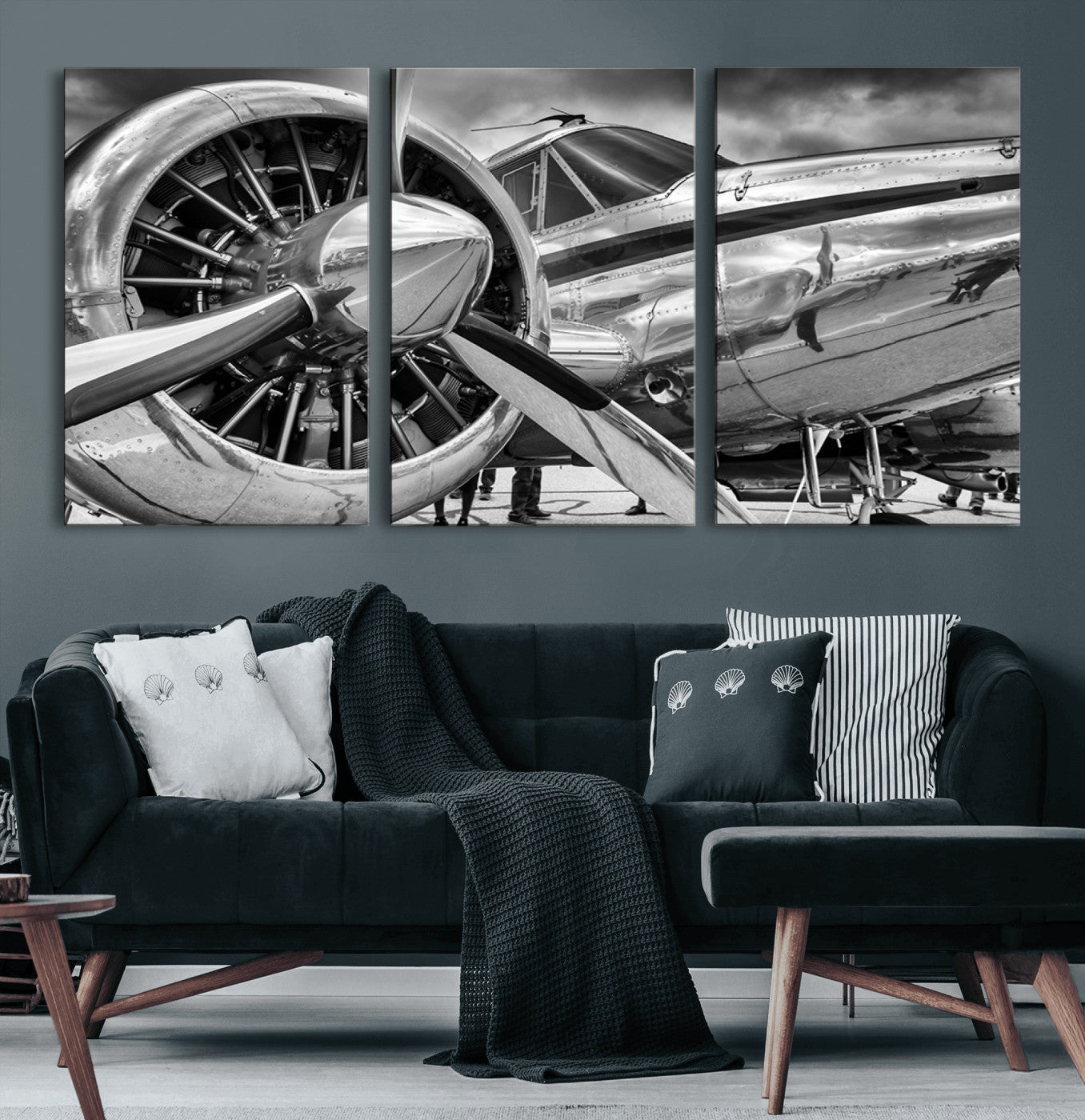 40672-MGV-CV-60X30-3P-Vintage Antique Airplane Wall Art Canvas Print