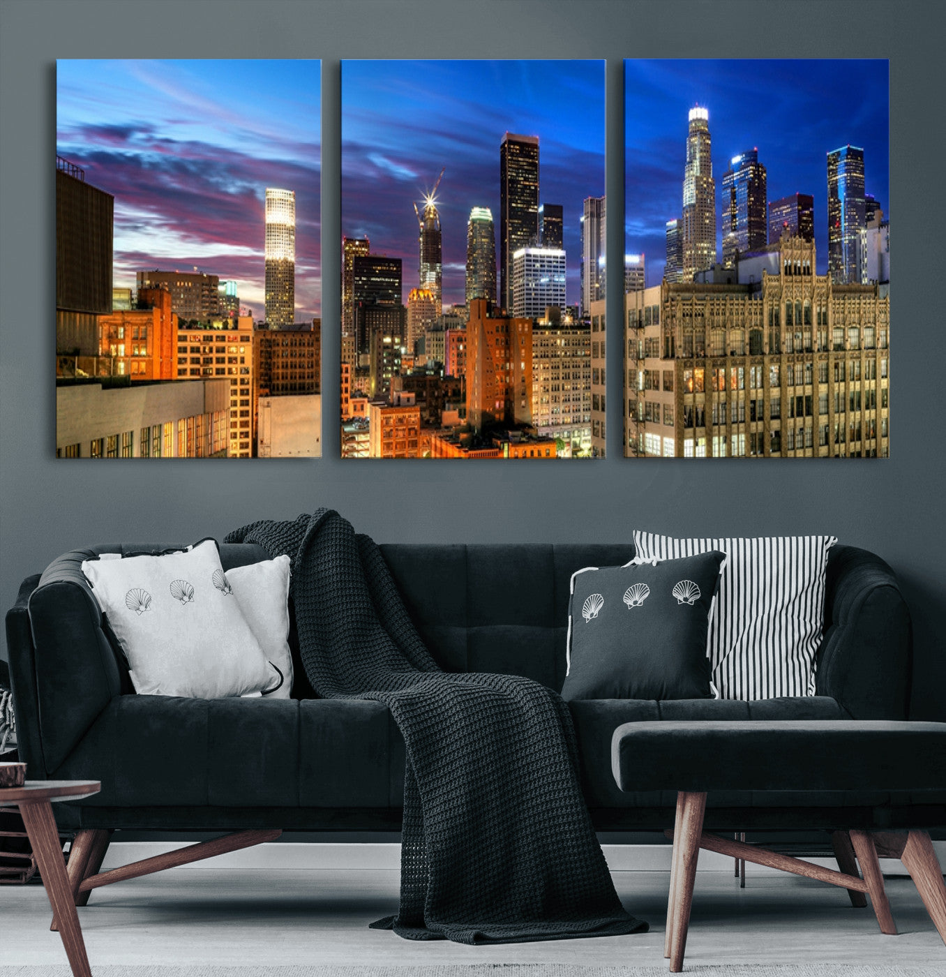39051-MGV-CV-60X30-3P-Los Angeles Night Wall Art Canvas Print