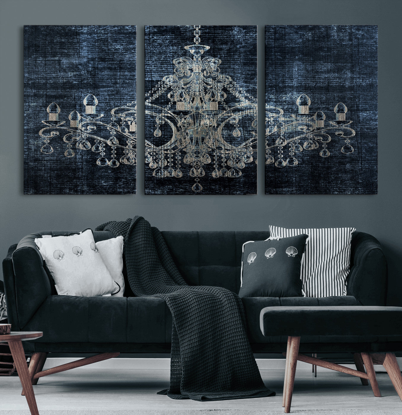 52092-MGV-CV-60X30-3P-Dark Chandelier Wall Art Canvas Print