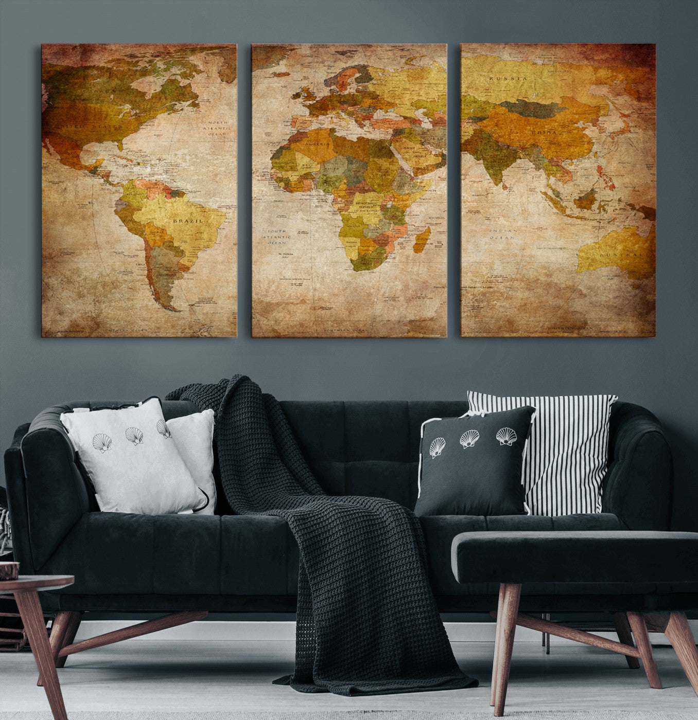 73515-MGV-CV-60X30-3P-Push Pin World Map Canvas Print – Travel Tracker Wall Art for Couples, Perfect Anniversary Gift for Home or Office Decor