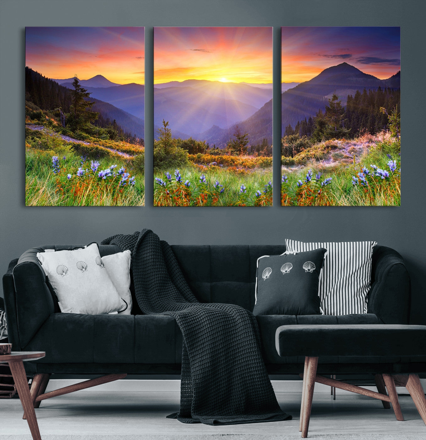 46010-MGV-CV-60X30-3P-Mountain and Spring Wall Art Canvas Print