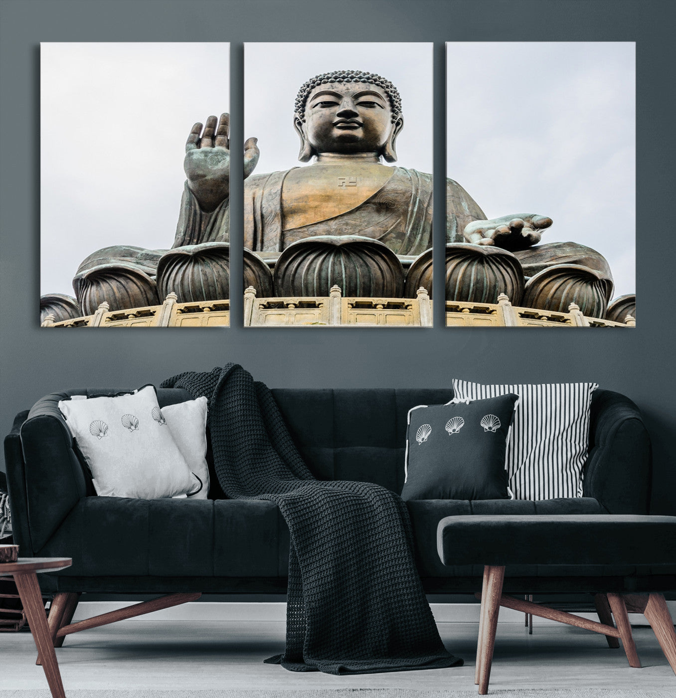 77041-MGV-CV-60X30-3P-Buddha Statue Wall Art Canvas Print