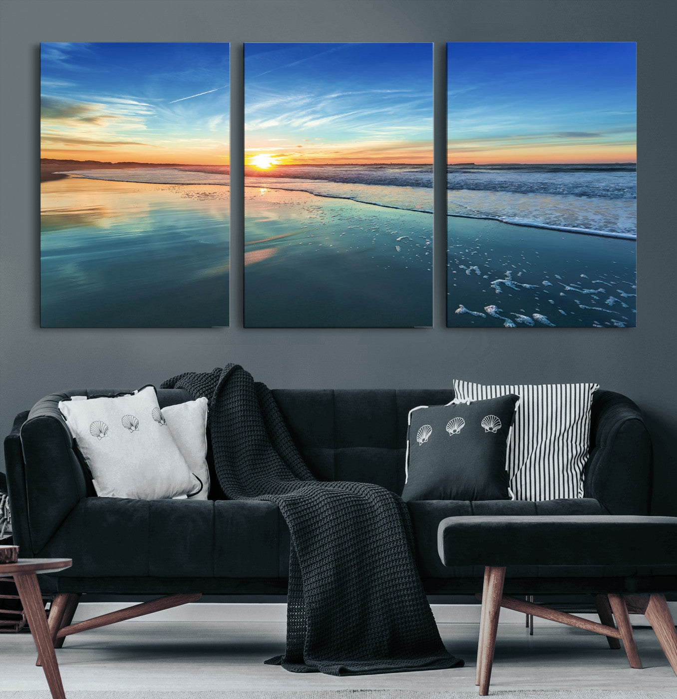25542-MGV-CV-60X30-3P-Blue Sky and Beach Wall Art Canvas Print