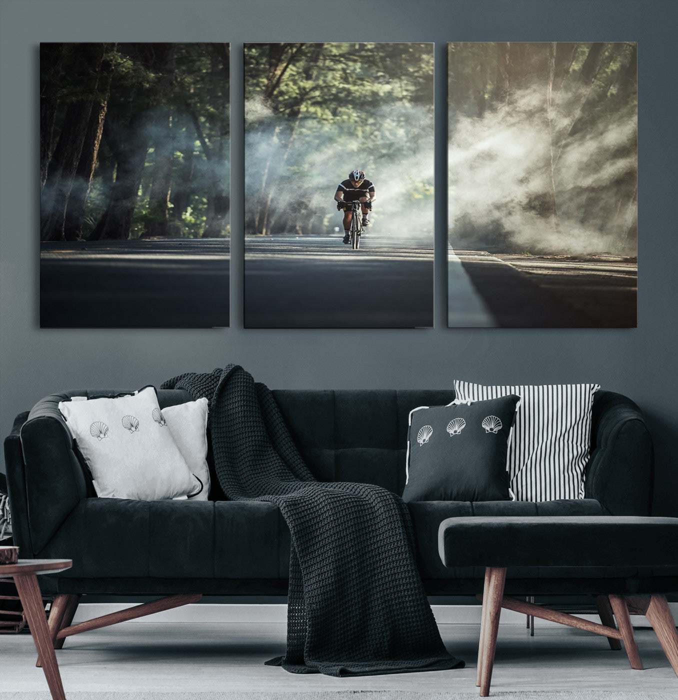 60298-MGV-CV-60X30-3P-Cycling Road Bike in the Morning, Cycling Road Bike Canvas Print