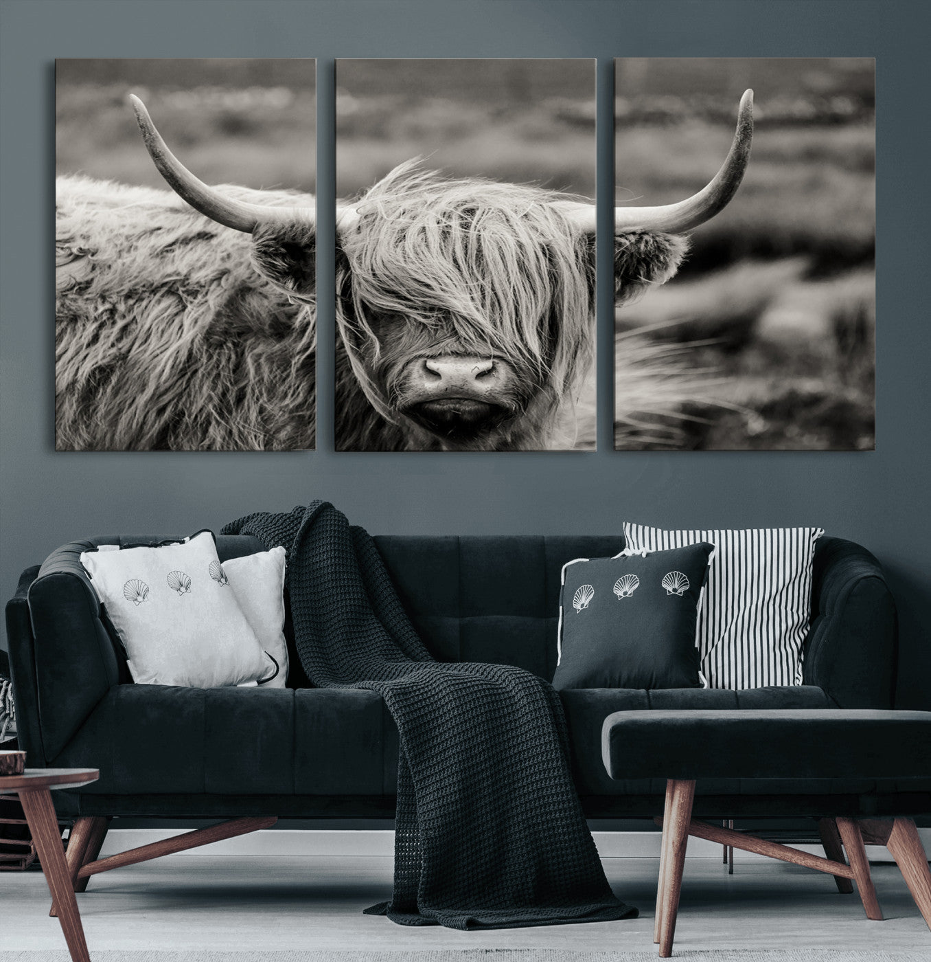 67365-MGV-CV-60X30-3P-Cow Focus Canvas Wall Art Print