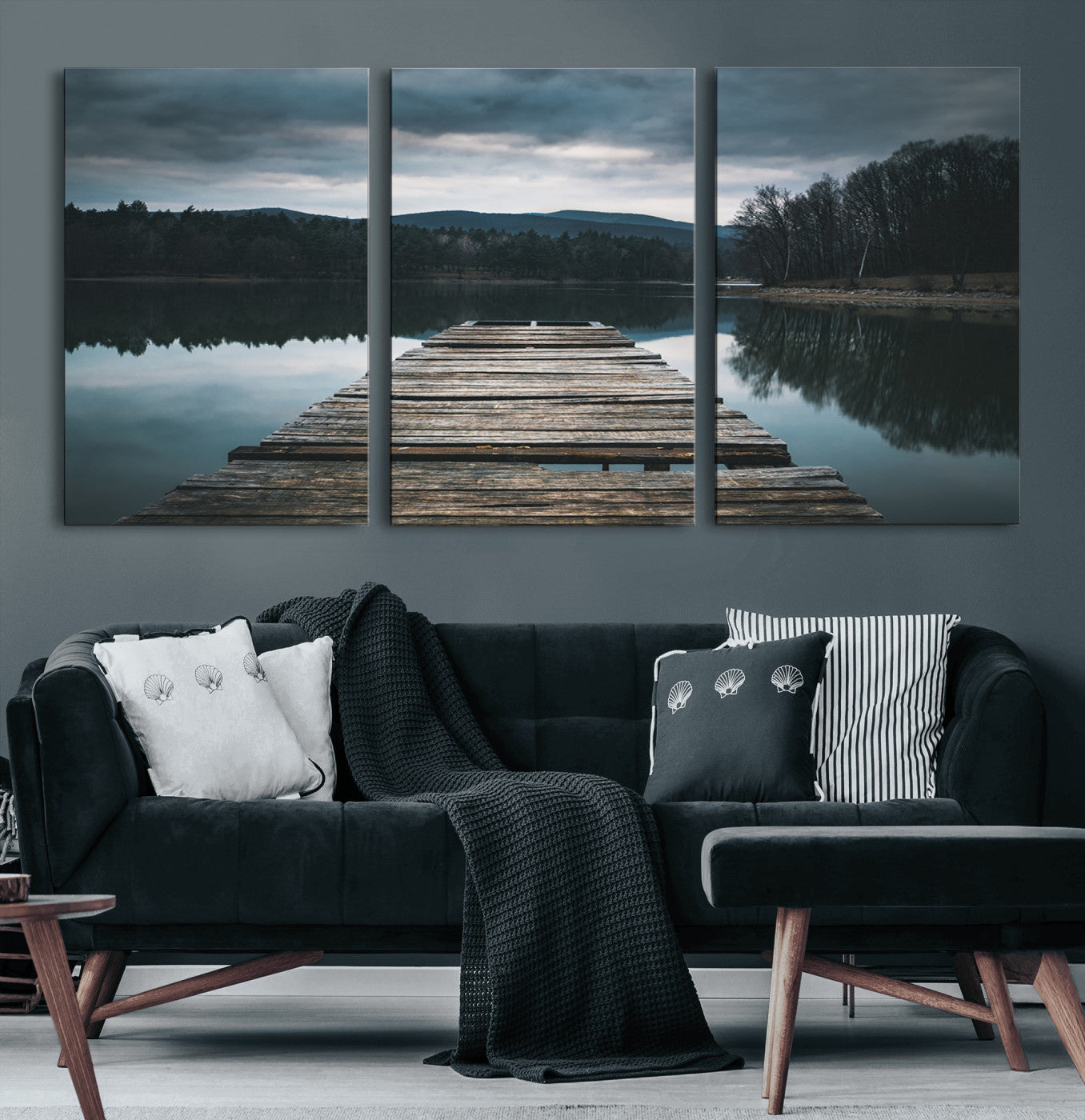 65946-MGV-CV-36X24-Wooden Bridge Near Lake Wall Art Canvas Print