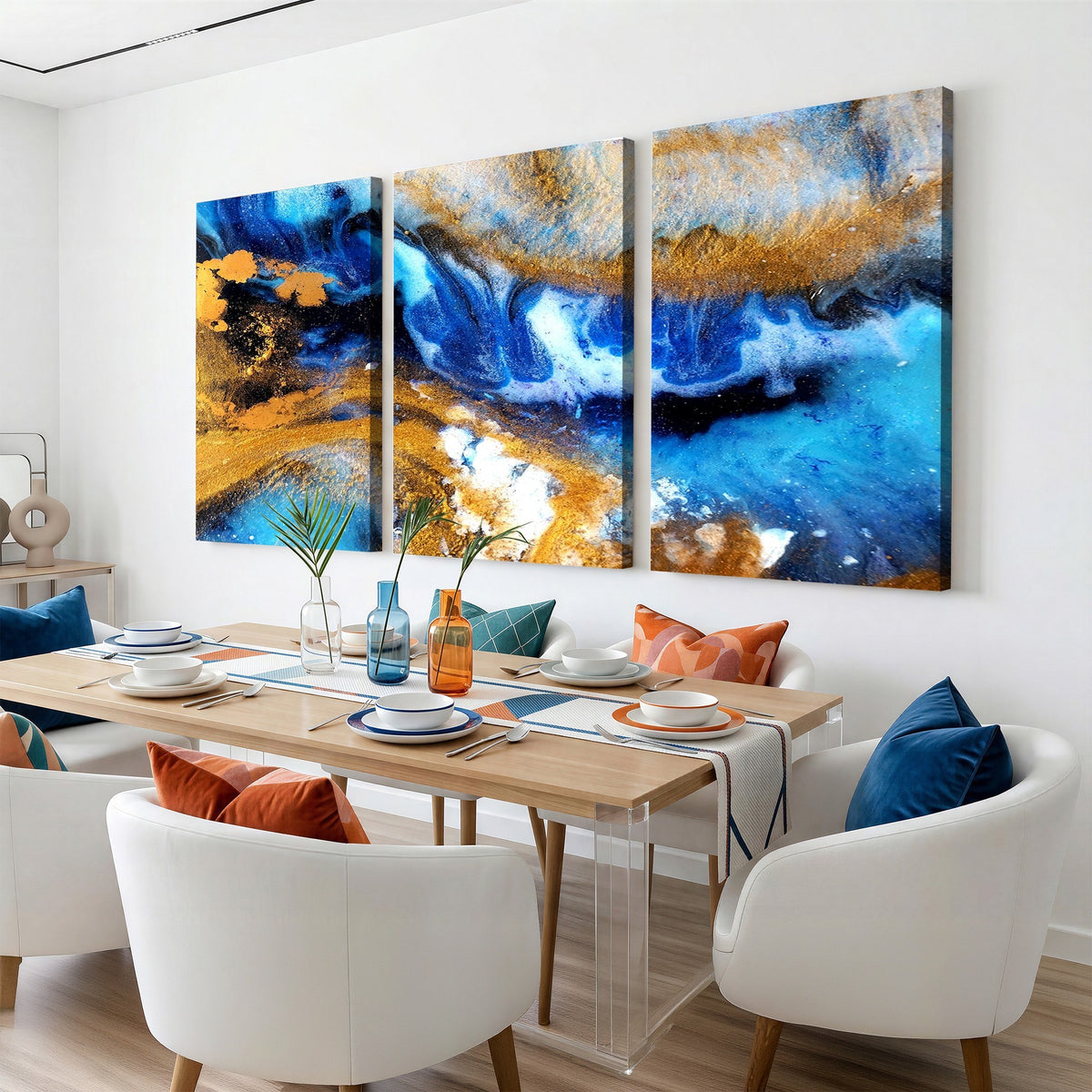 42100-_Poster-30x20 - Large Abstract Wall Art Print | Gold and Blue Abstract Canvas Wall Art