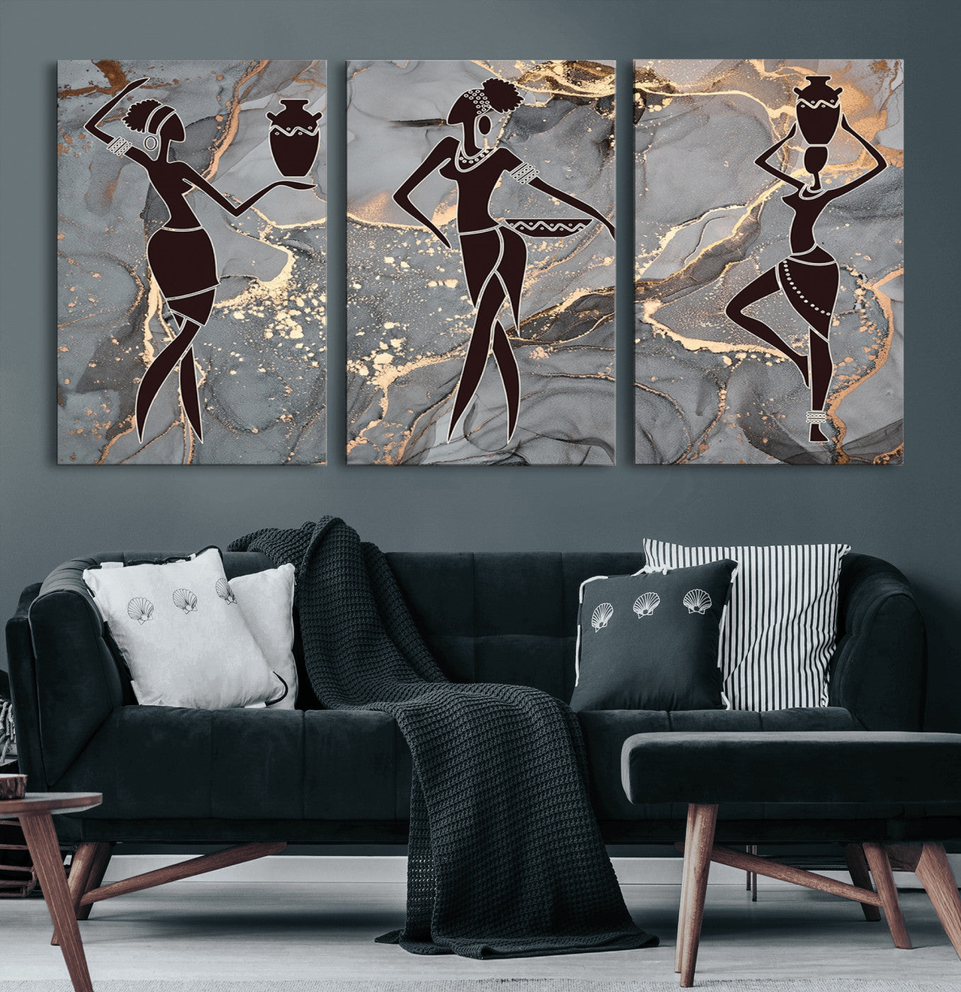 25097-MGV-CV-60X30-3P-Abstract African Womens Art Canvas Print