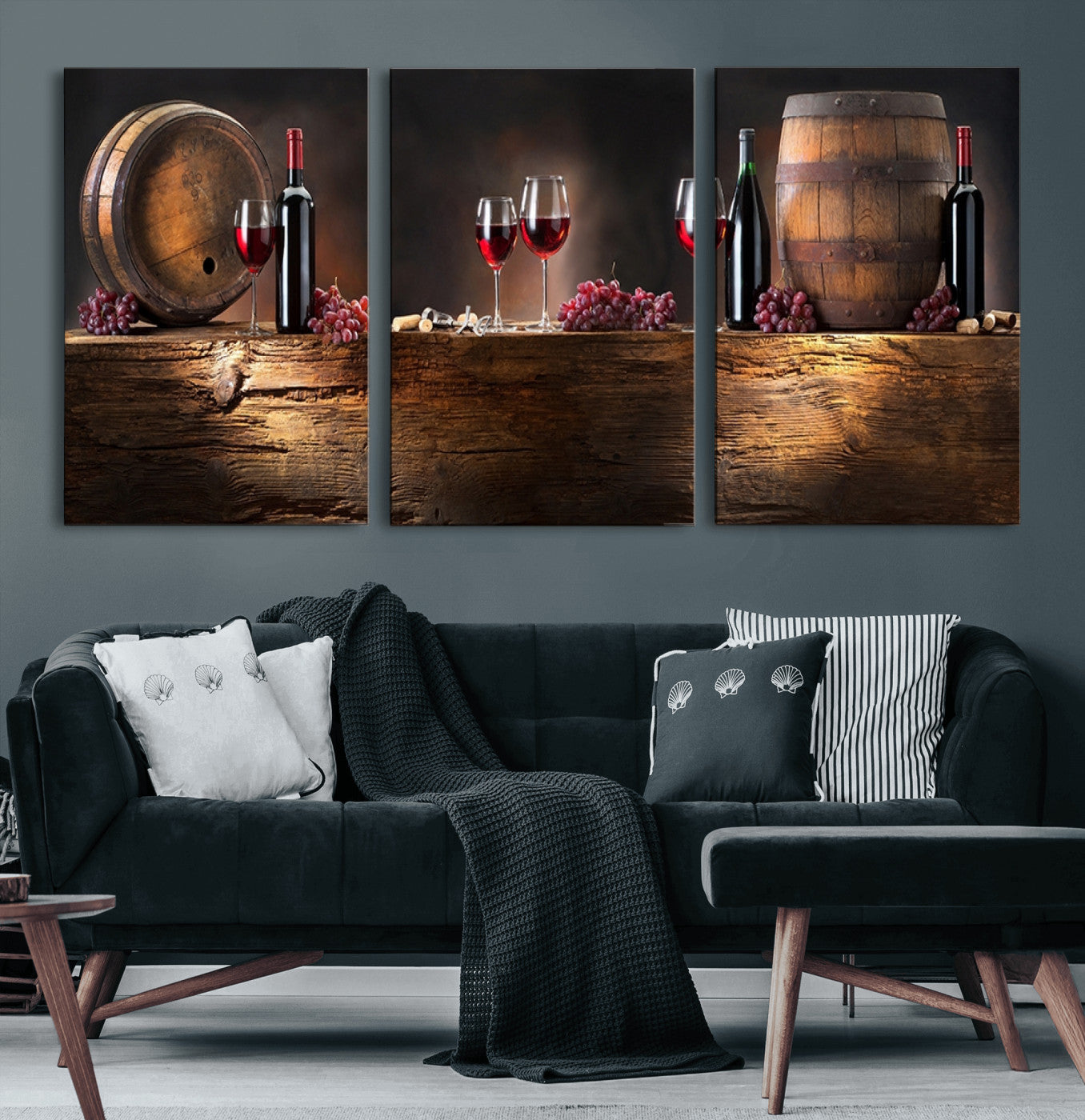 21165-MGV-CV-60X30-3P-Wine and Barrels Wall Art Canvas Print