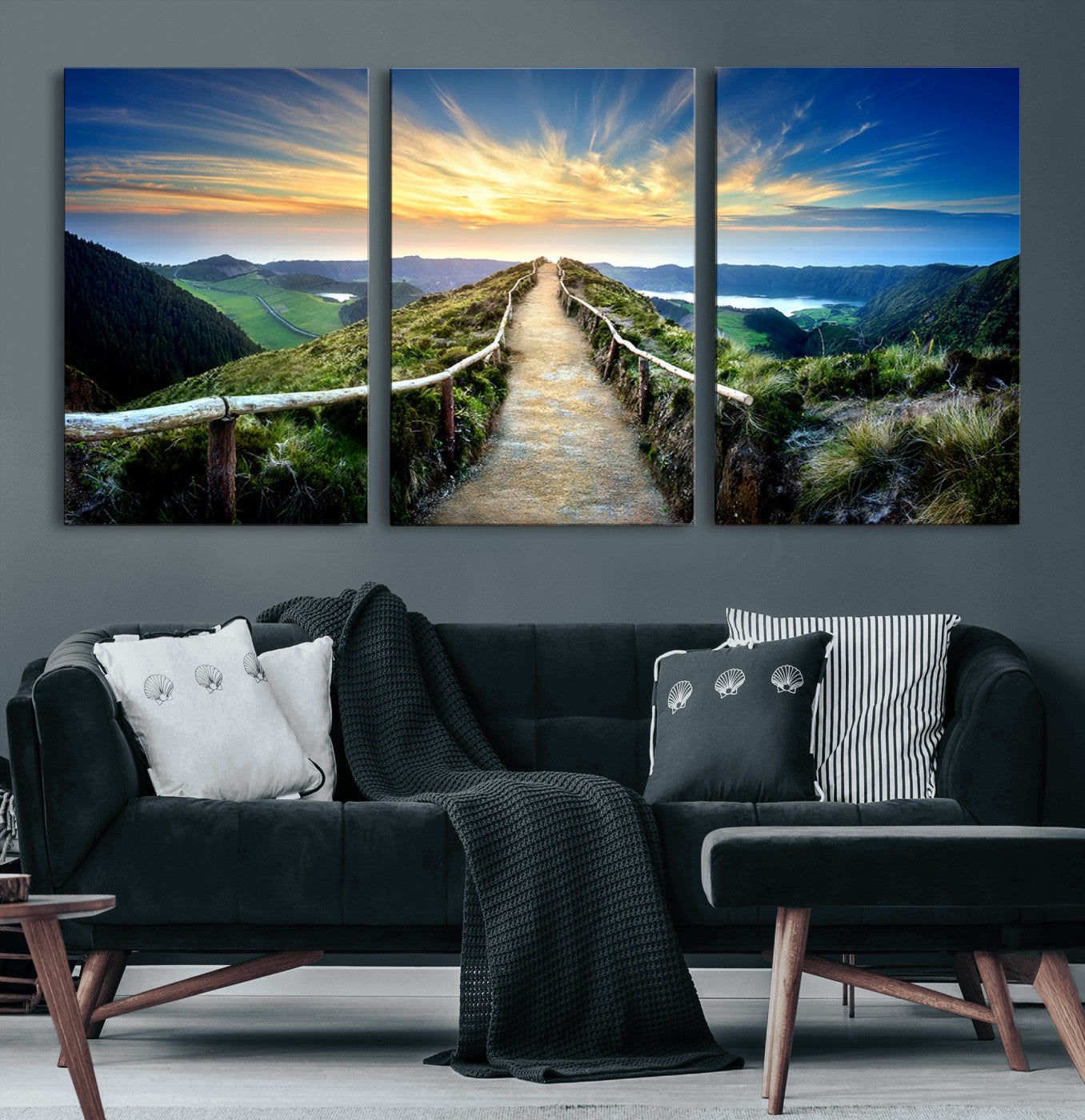 58887-MGV-CV-60X30-3P-Mountain and Sunset Wall Art Canvas Print