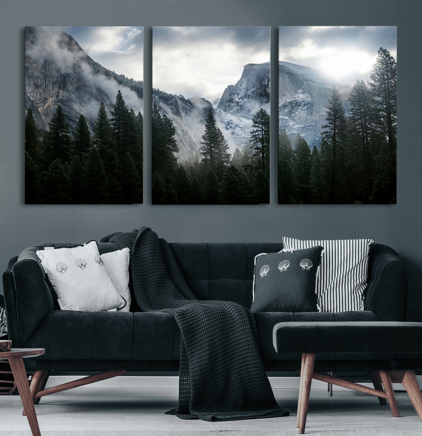 98725-MGV-CV-60X30-3P-Wall Art Foggy Forest Landscape Canvas Print