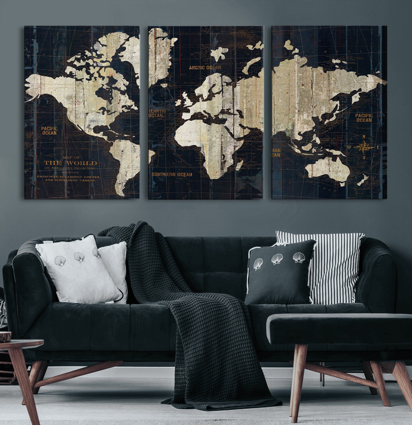 14651-MGV-CV-36X24-Push Pin World Map Canvas Print – Framed Wall Art for Couples to Track Their Travels – Anniversary Gift or Home Adventure Decor