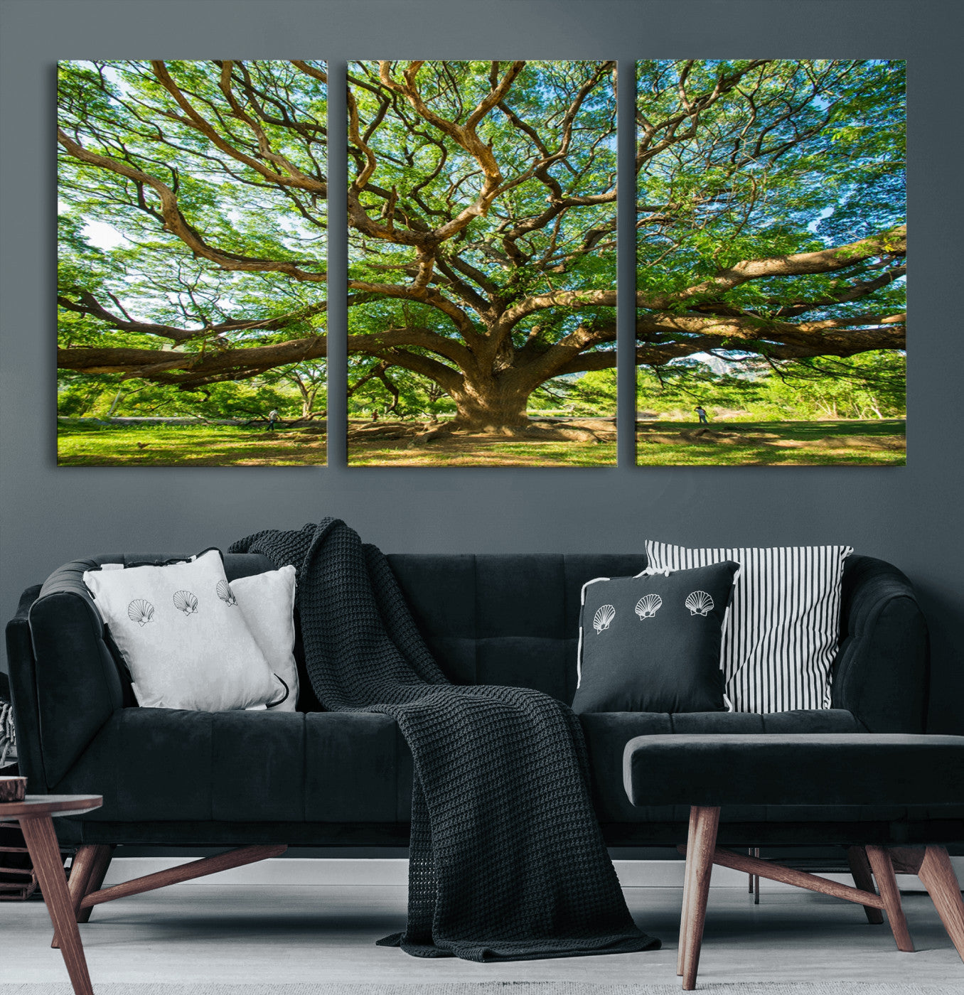 MGV-CV-60X30-3P - Angel Oak Tree Wall Art | Oak Canvas Print | Multi Panel Landscape Wall Art | Ready to Hang Wall Art