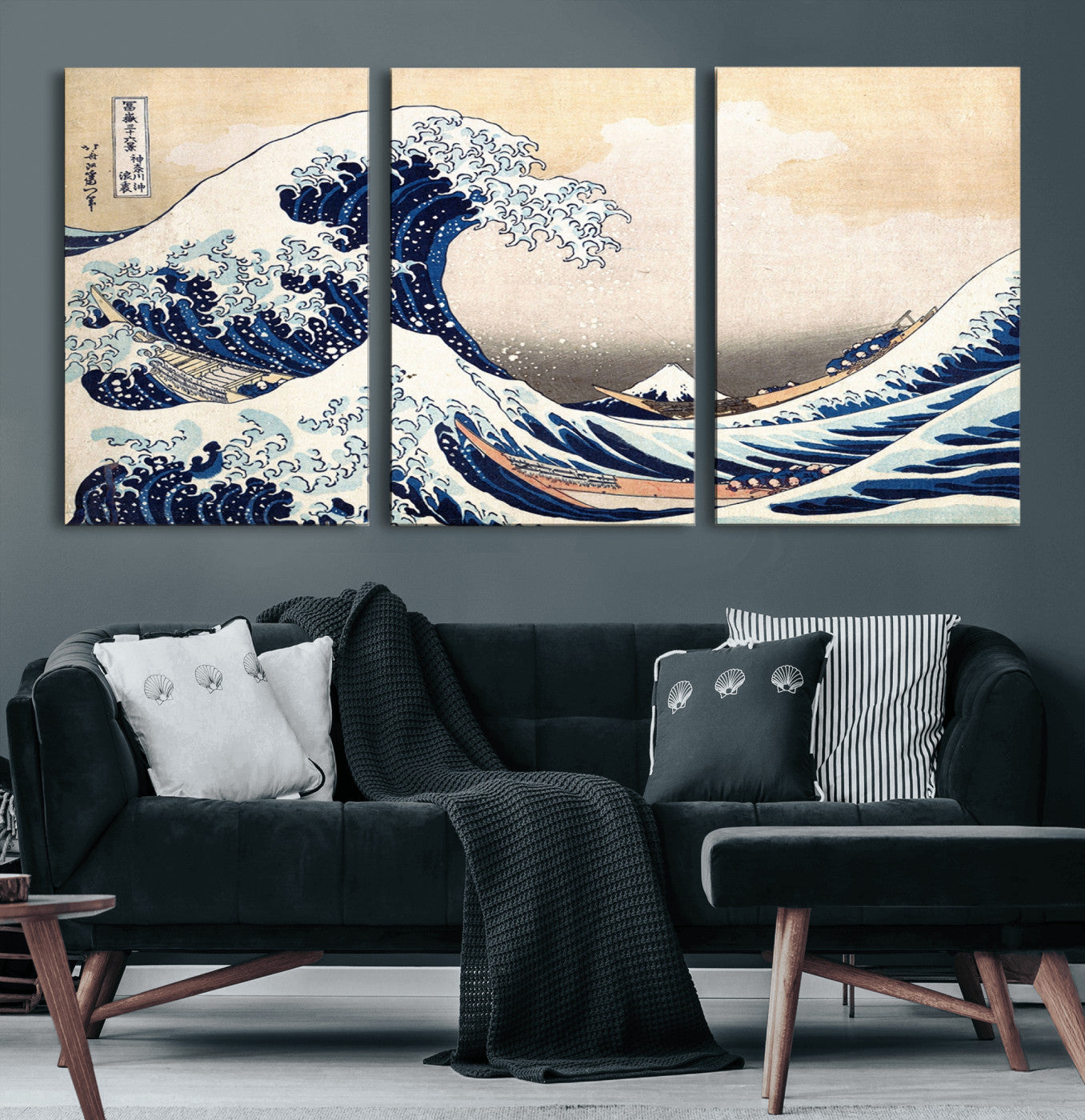 35635-MGV-CV-60X30-3P-Hokusai: The Breaking Wave off Kanagawa Canvas Print