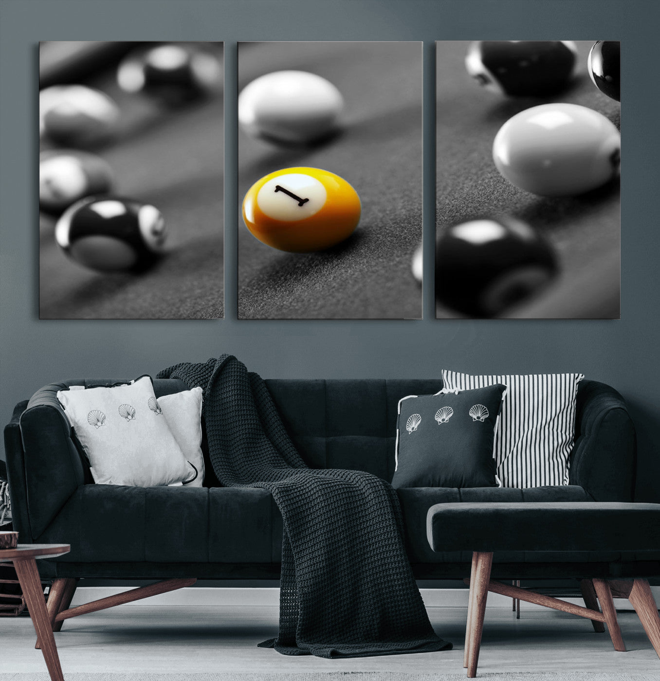 16722-MGV-CV-60X30-3P-Wall Art Pool Table and Balls Canvas Print