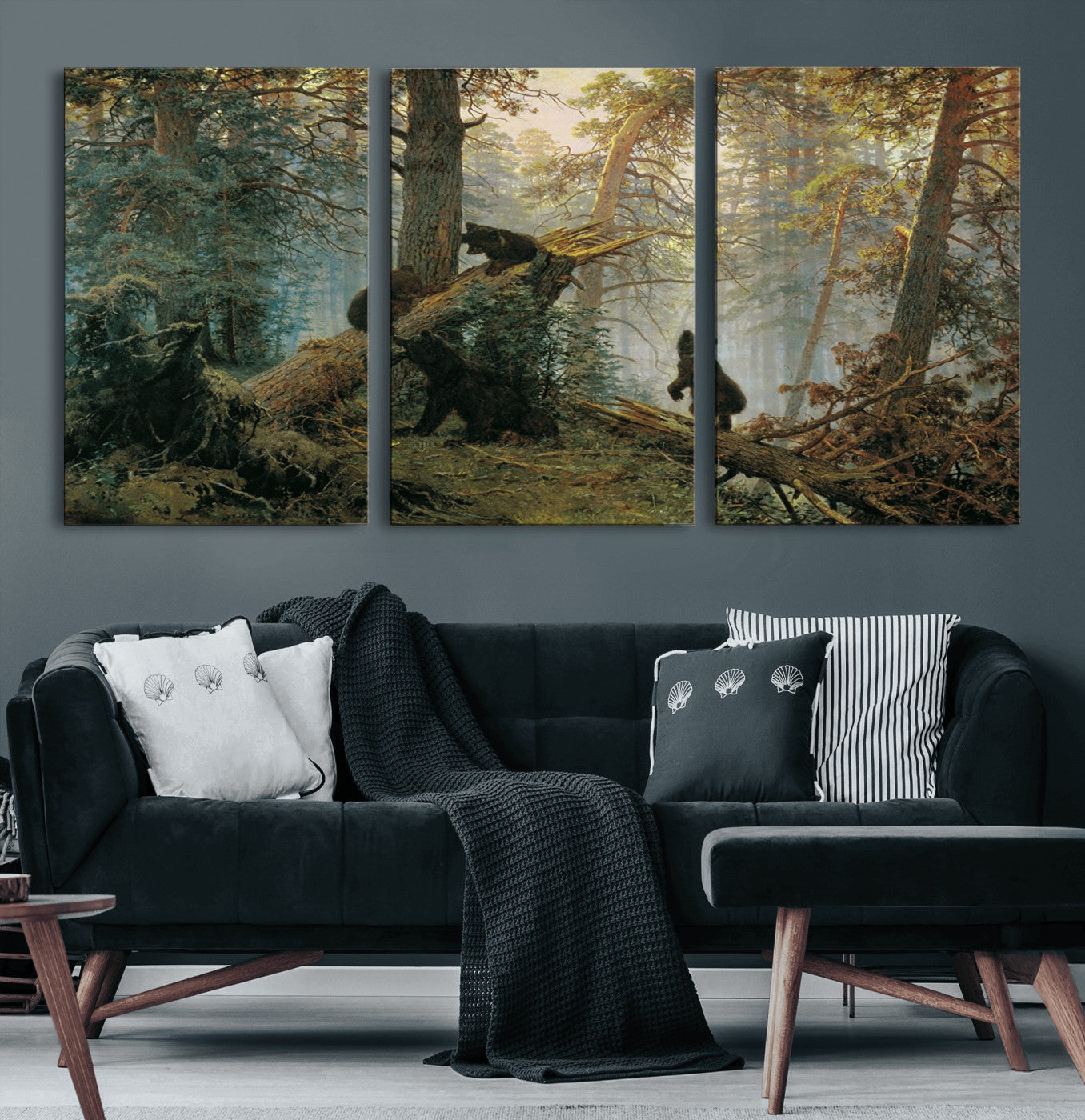 14144-MGV-CV-60X30-3P-Grizzly Bear Cubs Wall Art Canvas Print