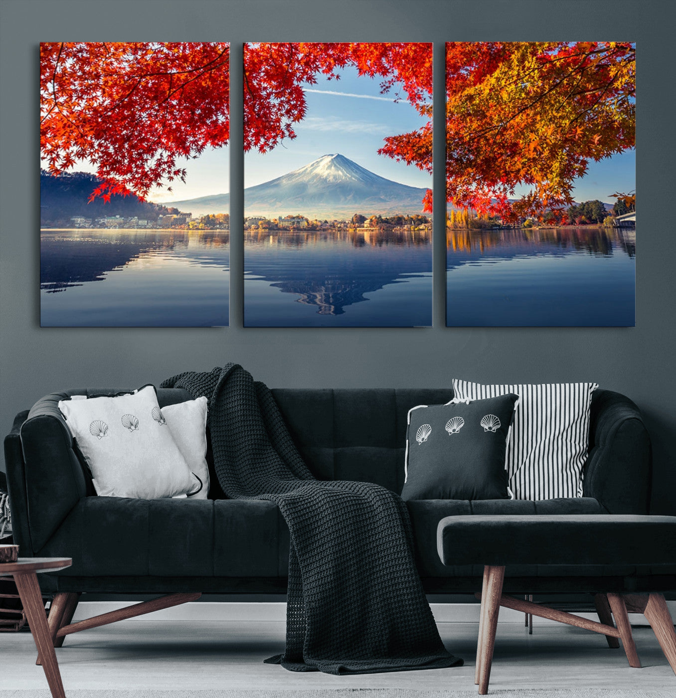 26428-MGV-CV-60X30-3P-Mount Fuji Canvas Wall Art Japan Autumn Mountain Canvas Print Wall Art