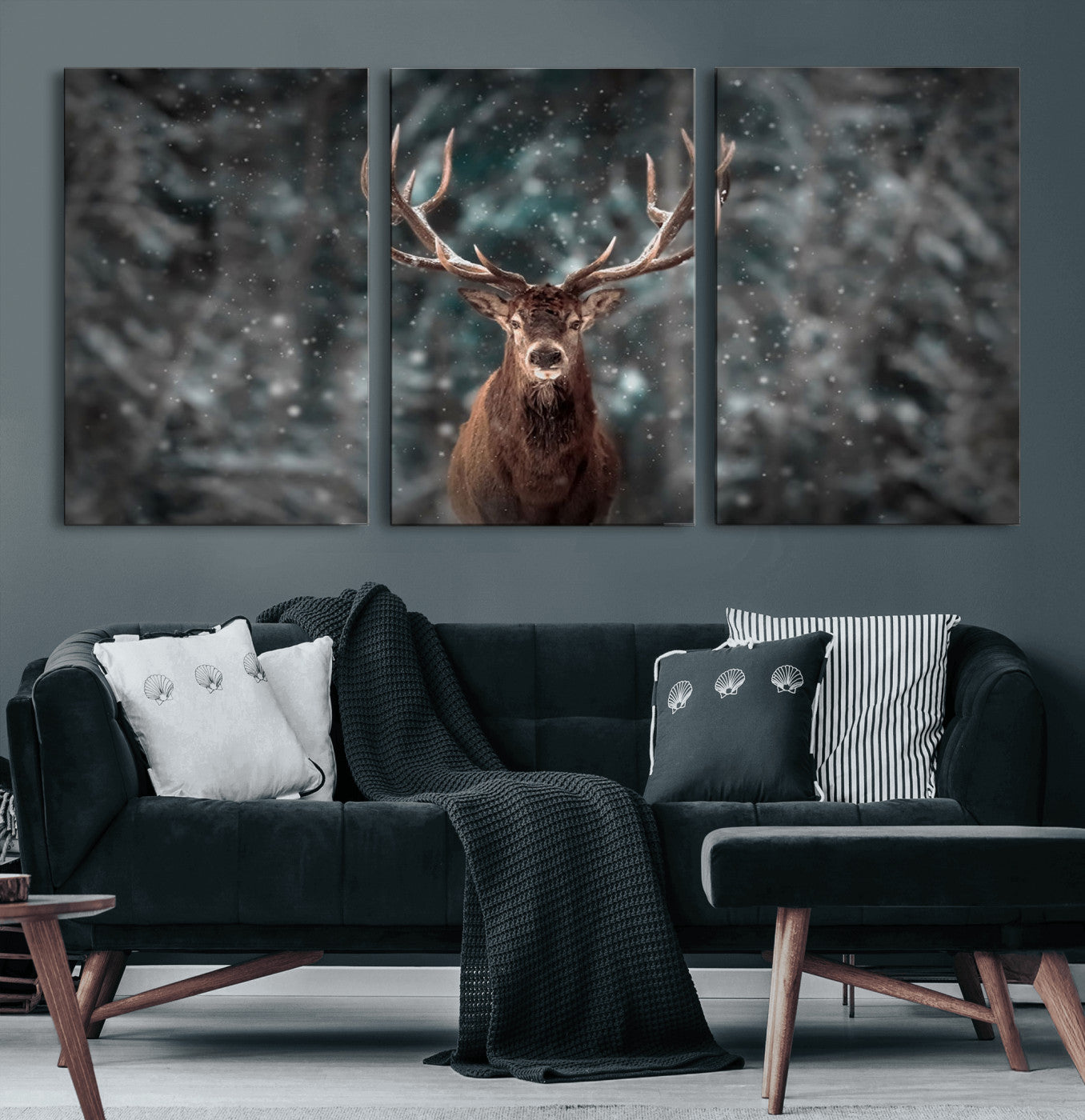 77011-MGV-CV-60X30-3P-Wall Art Deer Art Animal Canvas, Framed Wall Art Deer Canvas Print