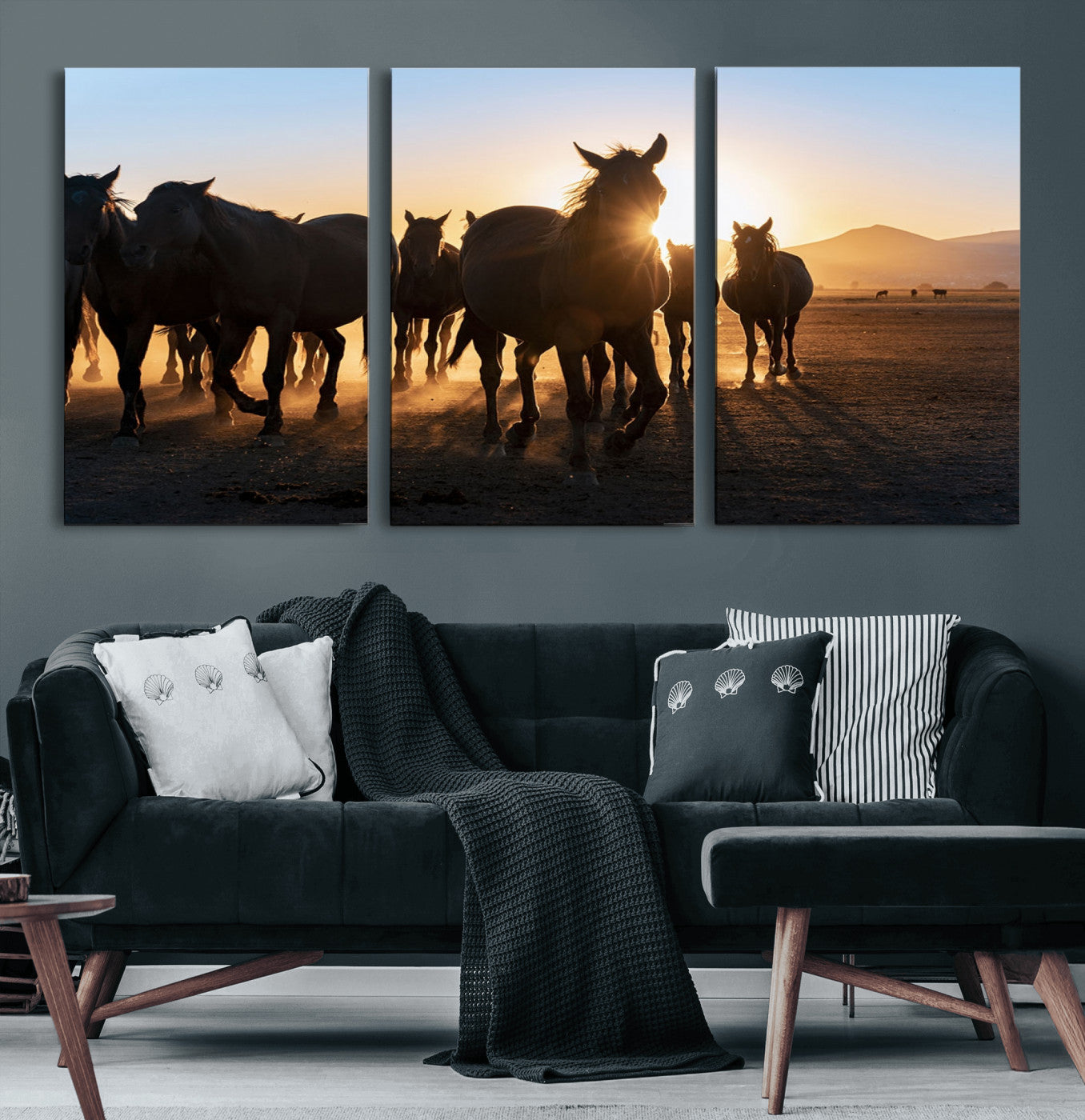 58965-MGV-CV-36X24-Horse Herd Wall Art Animal Canvas Print