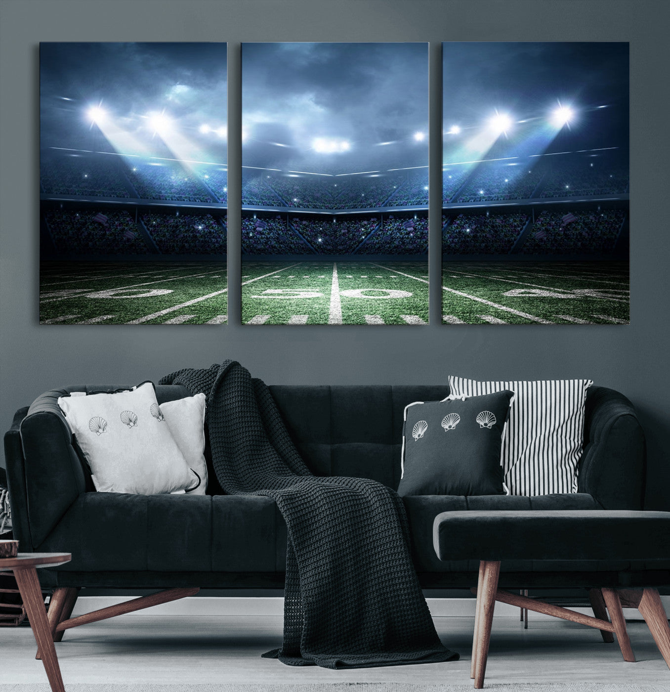 74741-MGV-CV-60X30-3P-American Football Stadium Wall Art Canvas, American Football Stadium Canvas Print
