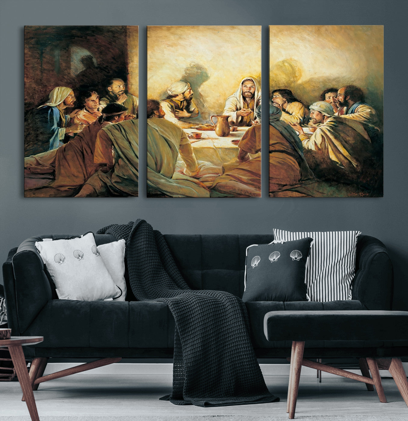 -Last Supper Wall Art Canvas Print, Framed Jesus Painting Art Picture Print, Moderne Bibel Perfect Traditional/Religious Decor Artwork