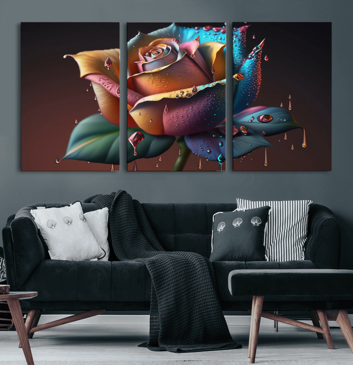 MGV-CV-60X30-3P - Abstract Rose Wall Art Canvas Print