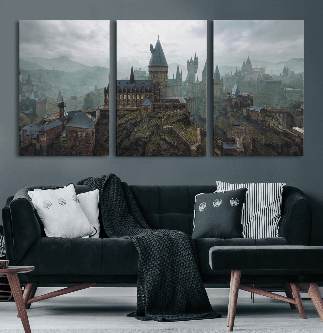 MGV-CV-60X30-3P - Disney Castle Wall Art Canvas Print, Living Kids Home Room Decor Art Print